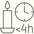 Icon of a candle and clock with '4h' indicating a time limit.
