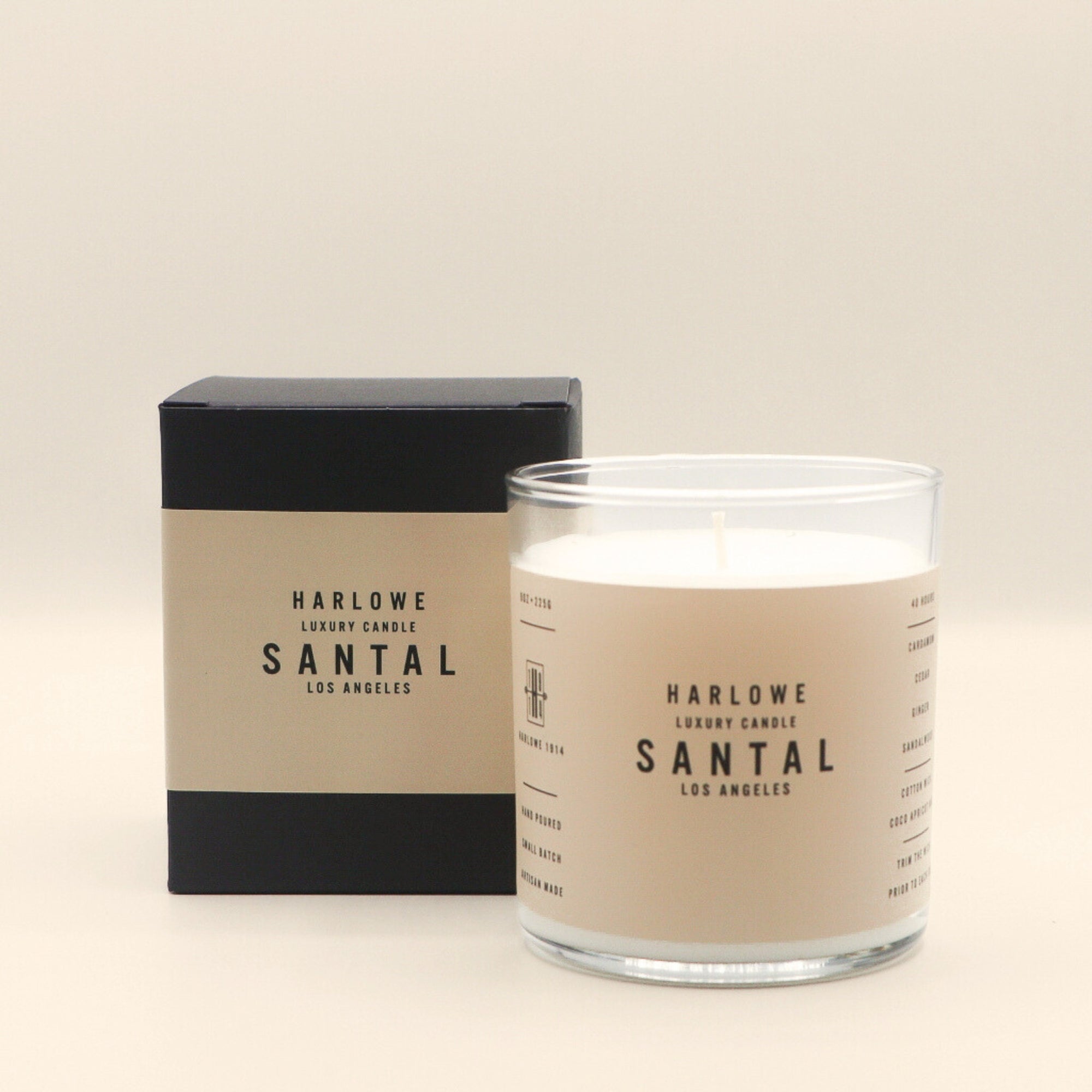 Harlowe Santal candle with matte black box