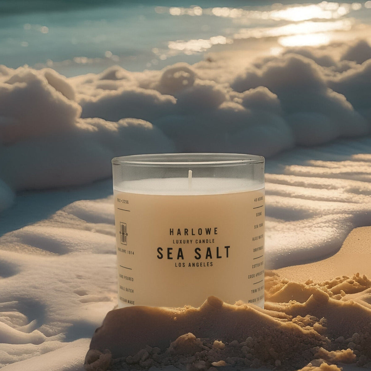 Harlowe 1914 Sea Salt Candle on the beach