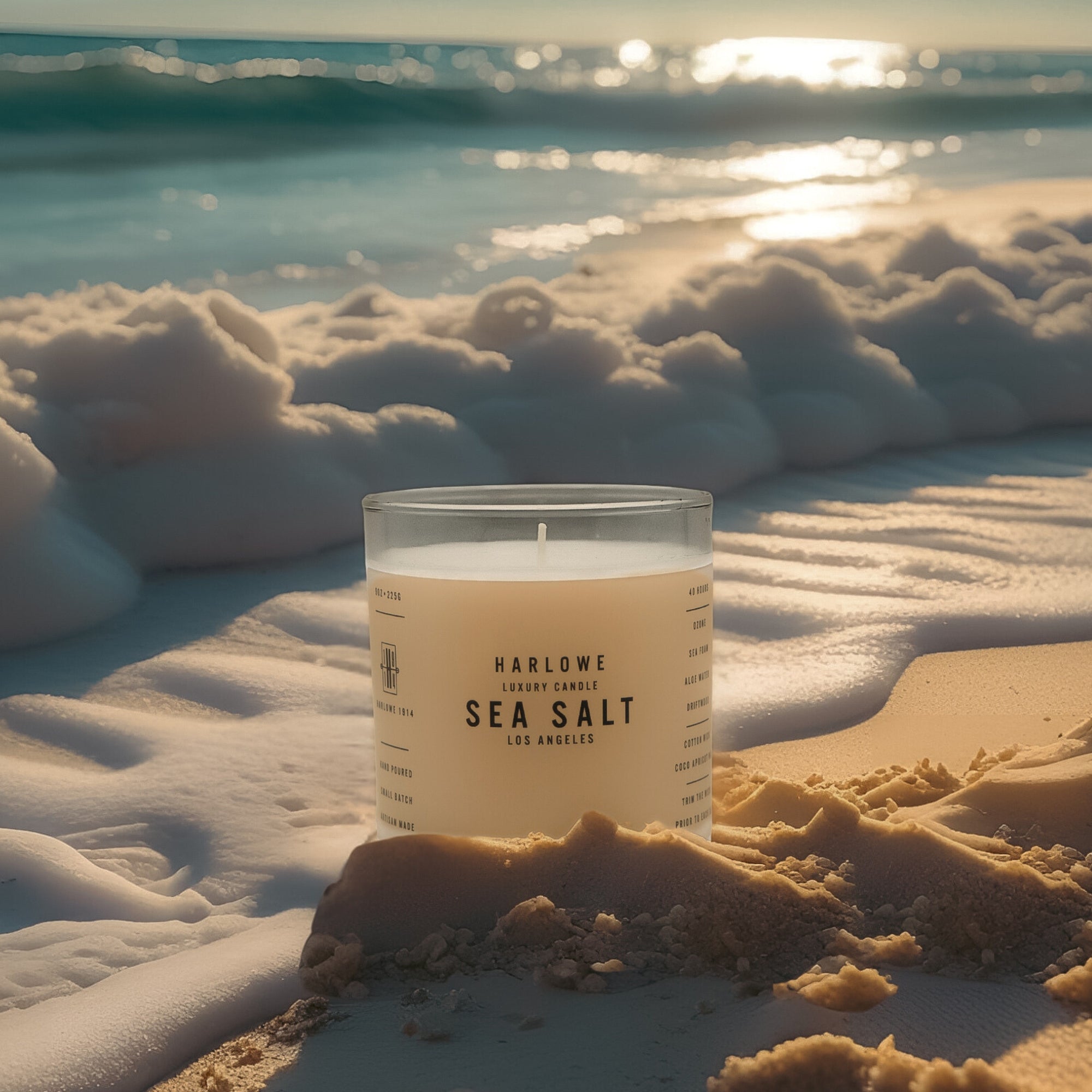 Harlowe 1914 Sea Salt Candle on the beach
